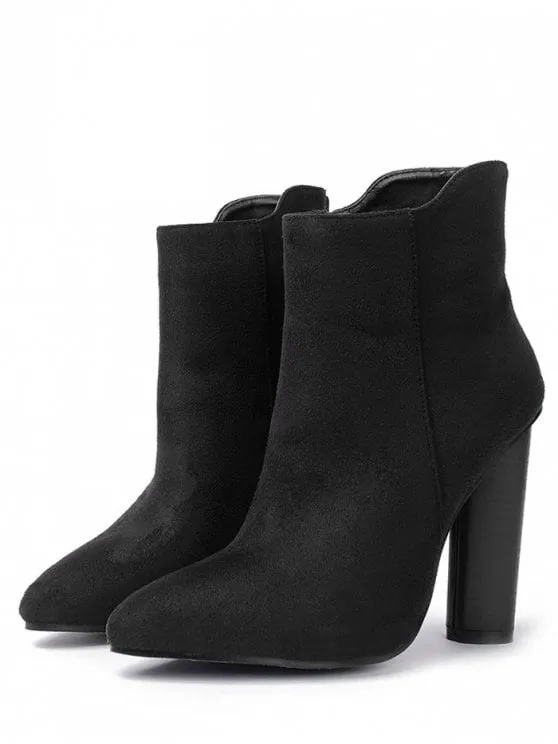 Trendy Chunky Faux Suede Ankle Boots