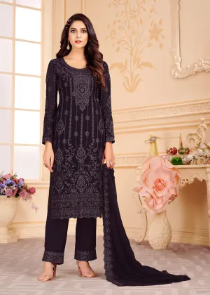 Trendy Dark Purple Georgette Eid Wear Salwar Kurta Suit