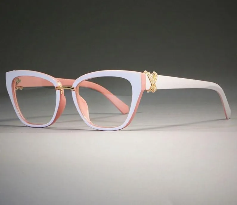 Trendy fashionable Cat Eye Glasses with Rhinestone Embellished Arms