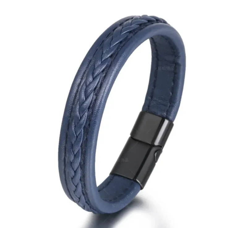 Trendy Genuine Leather Bracelets Men Stainless Steel Multilayer Braided Rope Bracelets for Male Female Bracelets Jewelry