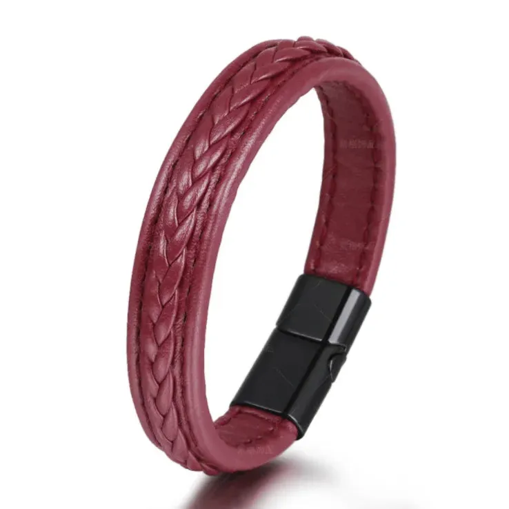 Trendy Genuine Leather Bracelets Men Stainless Steel Multilayer Braided Rope Bracelets for Male Female Bracelets Jewelry