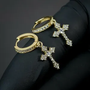 Trendy Jewelry Stylish Cross Drop Earrings for Women with Zircon in Silver Color