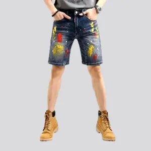 Trendy sanded denim shorts for men