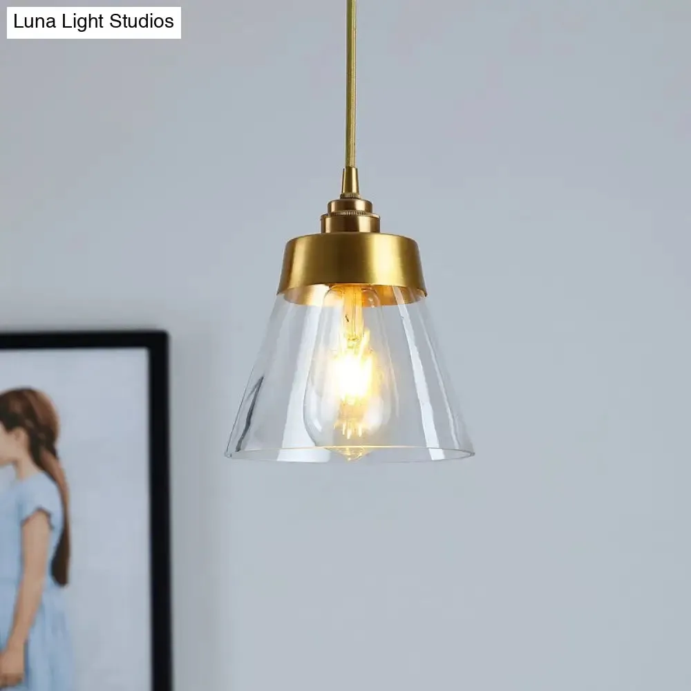 Trendy Trapezoid Glass Pendant Lamp for Cafe - Modern One-Light Shade Hanging Fixture