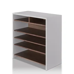 Trentino Chestnut Brown and White 6-Shelf Shoe Rack (Fits 14-Pairs)