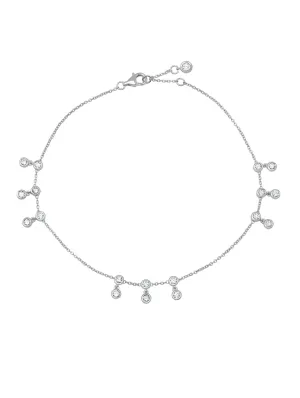 Tri Bezel Anklet in Platinum