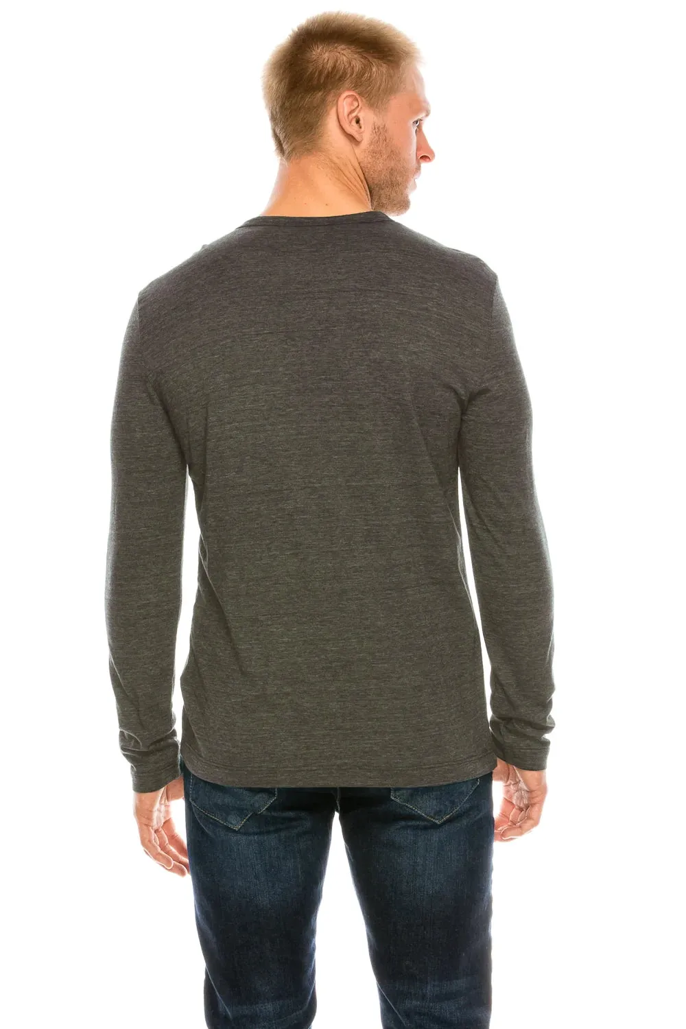 Tri-Blend Long Sleeve Crew Neck T-Shirt & Binded Neckline