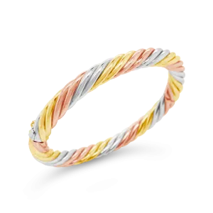 Tri-color Gold Twisted Bangle Bracelet