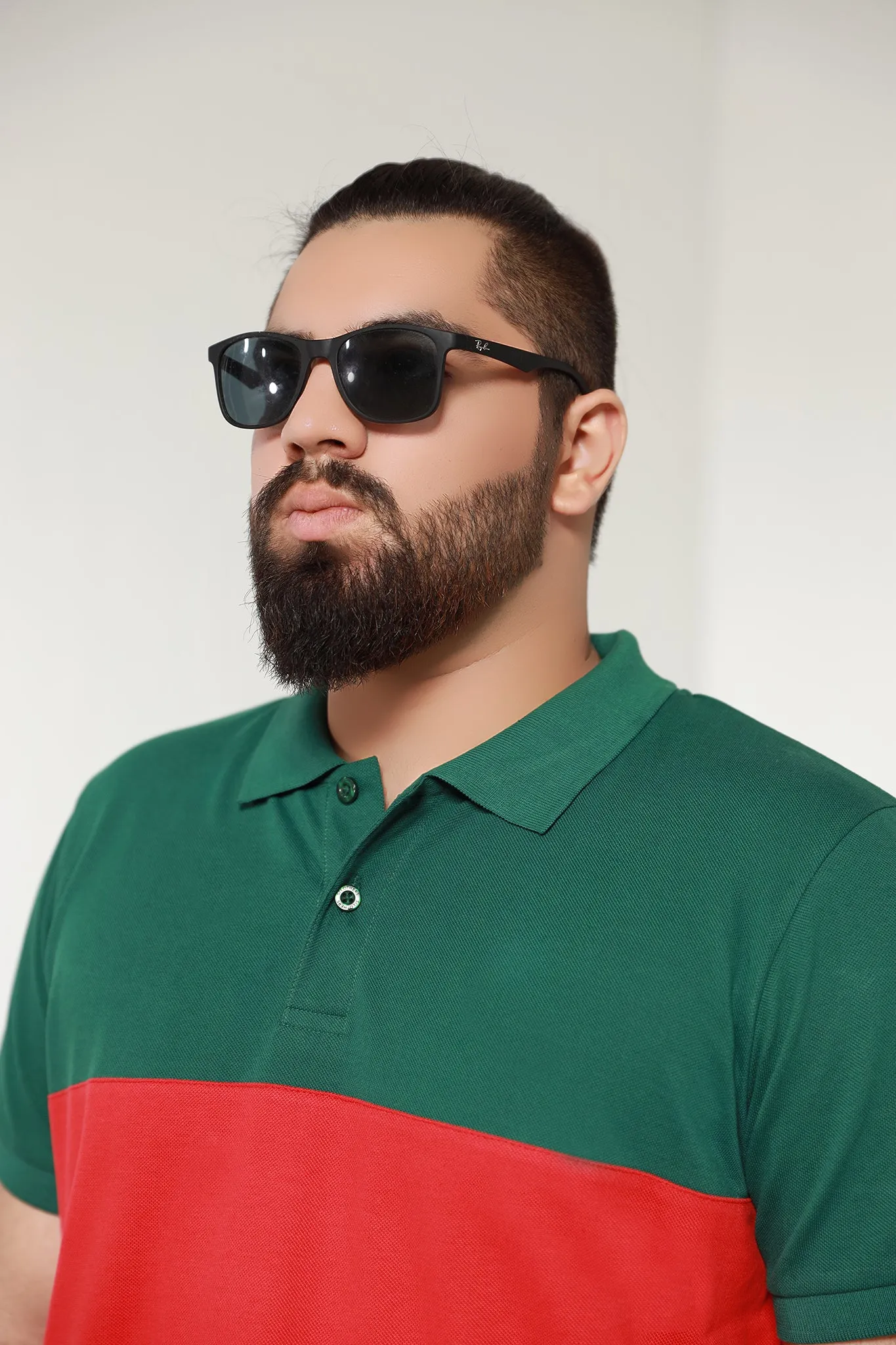 Tri-Color Green Polo (Plus Size) -P21- MP0021P