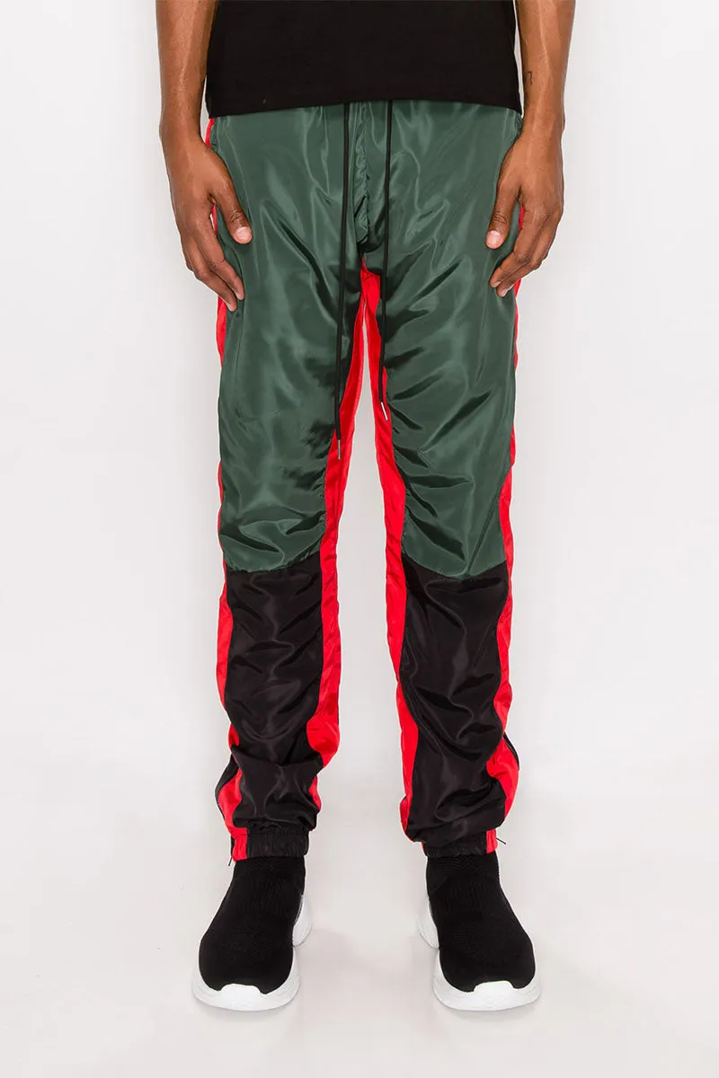 Tri Color Windbreaker Track Pants - Green