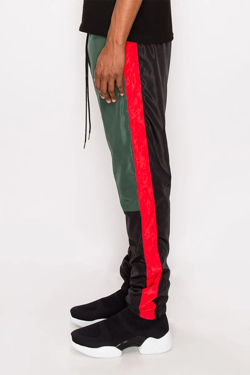 Tri Color Windbreaker Track Pants - Green