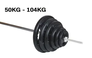 Tri-Grip 1 Inch Rubber Barbell Weight Plates Disc Barbell Set 50kg