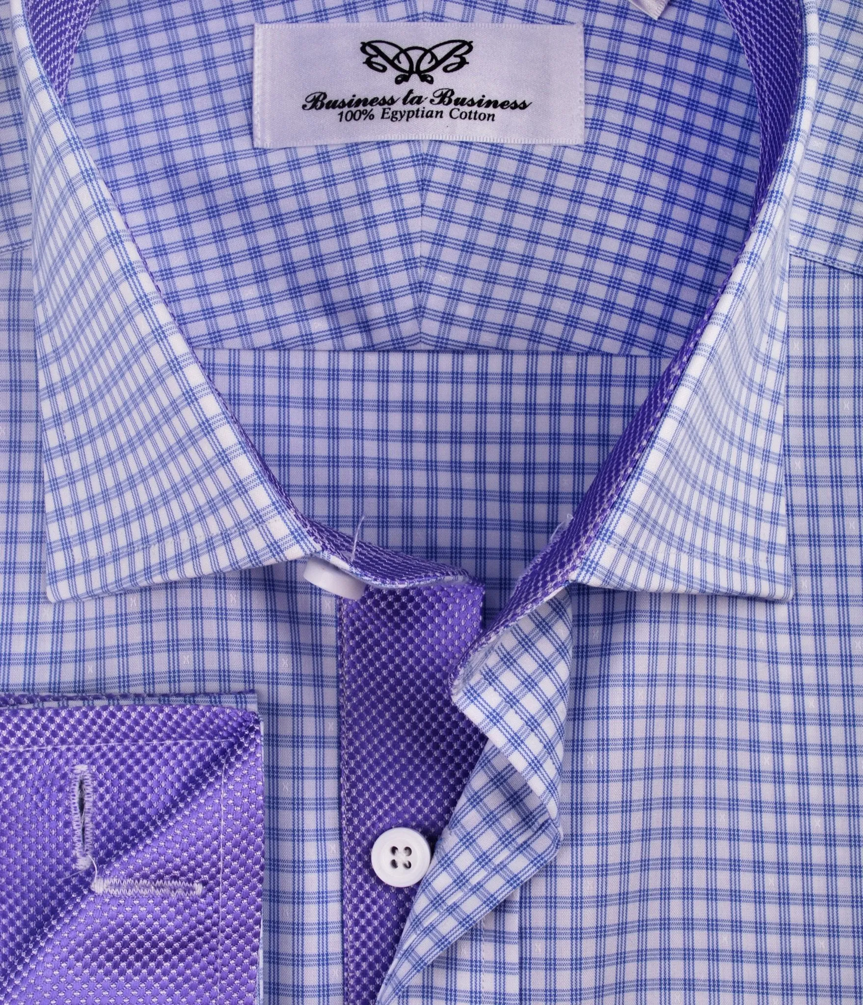 Tri Purple Striped Checkered Formal Business Dress Shirt Designer Snakeskin Inner Lining