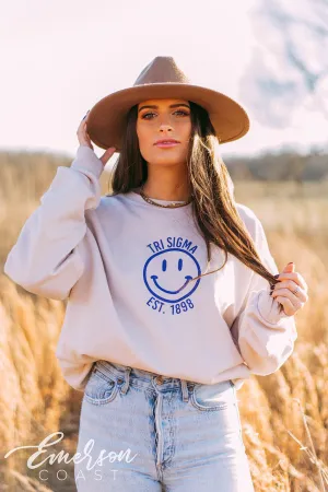 Tri Sigma Smiley Sand Crewneck