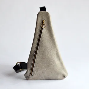 Triangle Sling Bag - Pebbled Grey Slouchy Leather