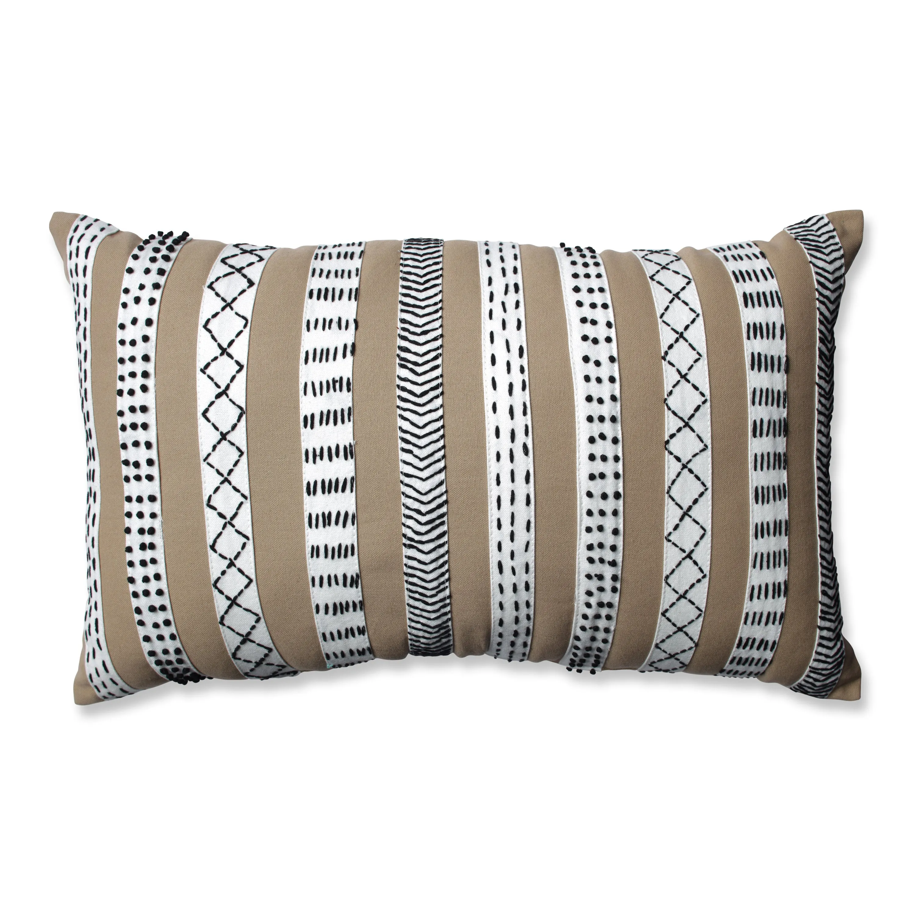 Tribal Bands Camel-Cream-Black Rectangular Throw Pillow