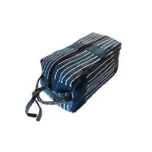 Tribal Cloth Indigo Lines Travel Pouch