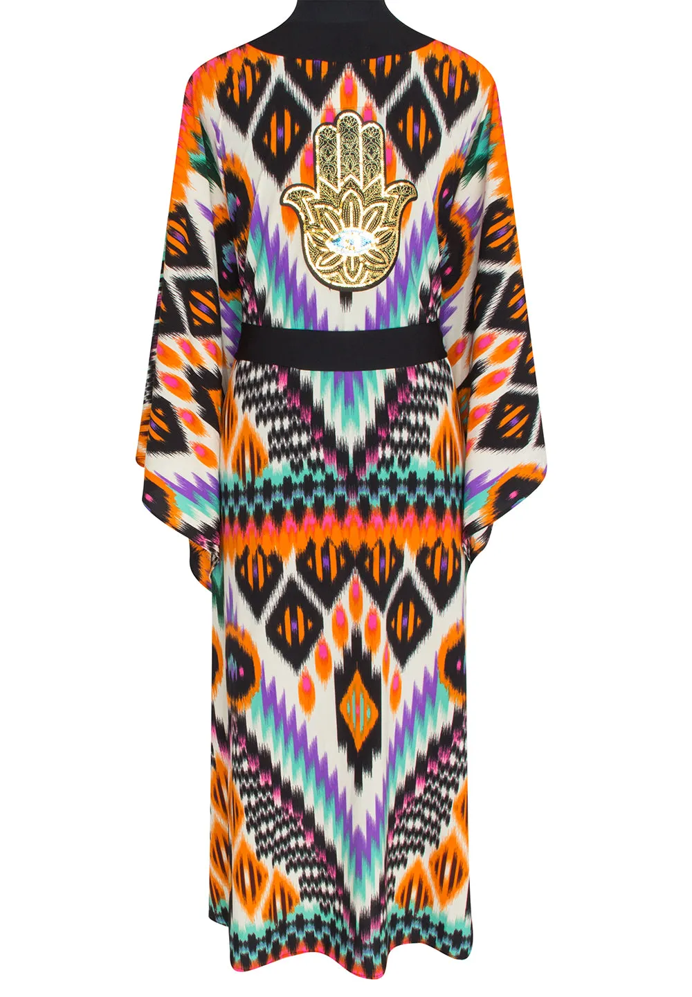 Tribal – Orange Apache Kimono Hamsa (Black)