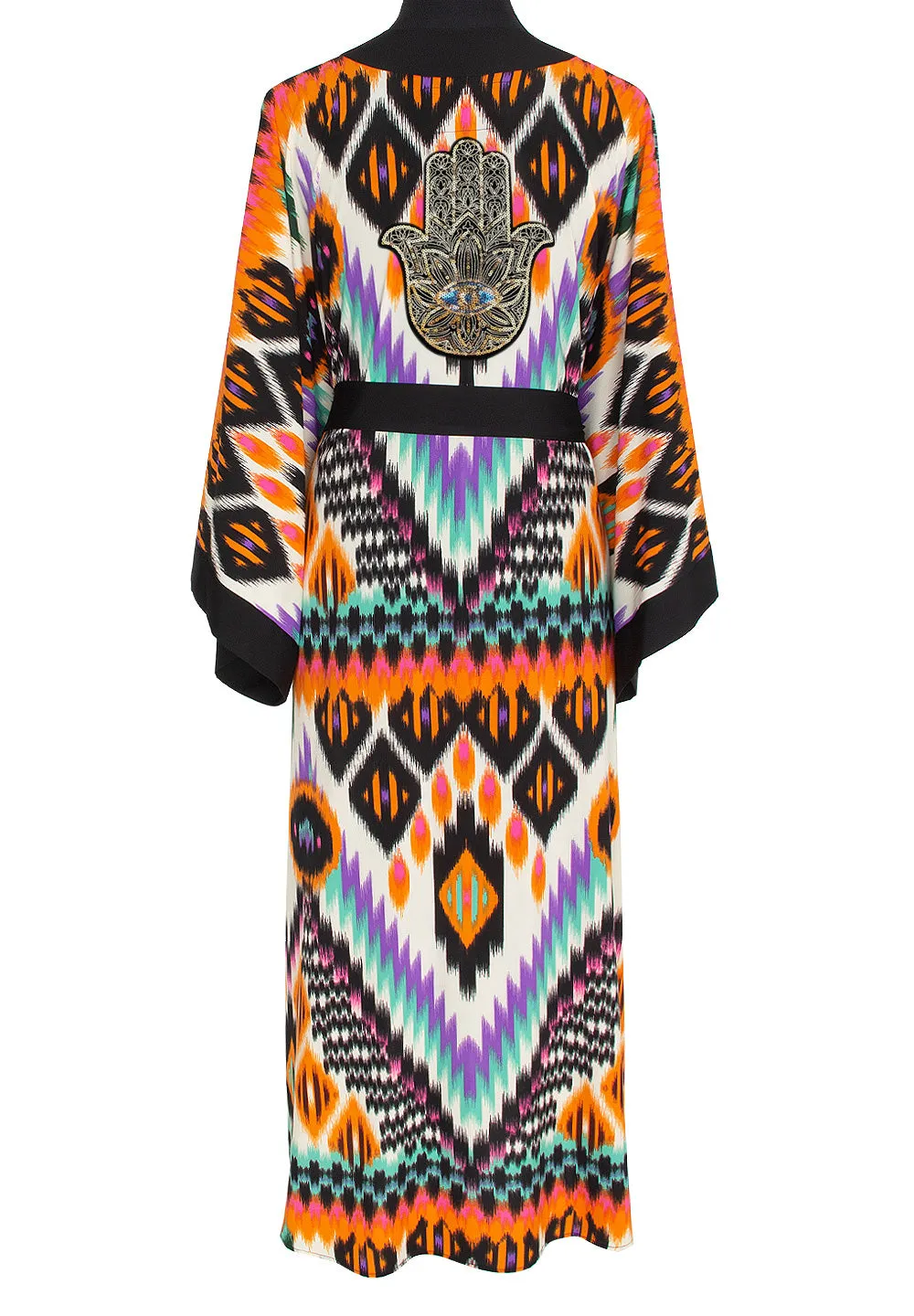 Tribal – Orange Apache Kimono Hamsa (Black)