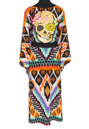 Tribal – Orange Apache Kimono Skull (Black)