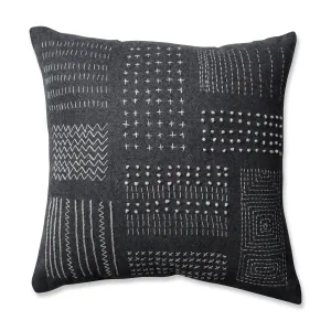 Tribal Sampler Felt Dark Melange Grey 16.5-Inch Throw Pillow