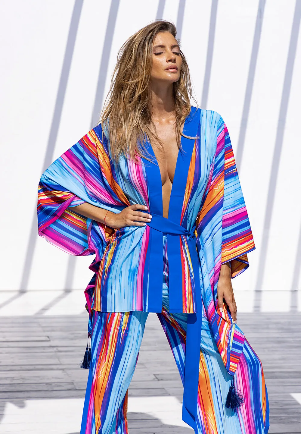 Tribal - Waterfall Kimono (Royal Blue)