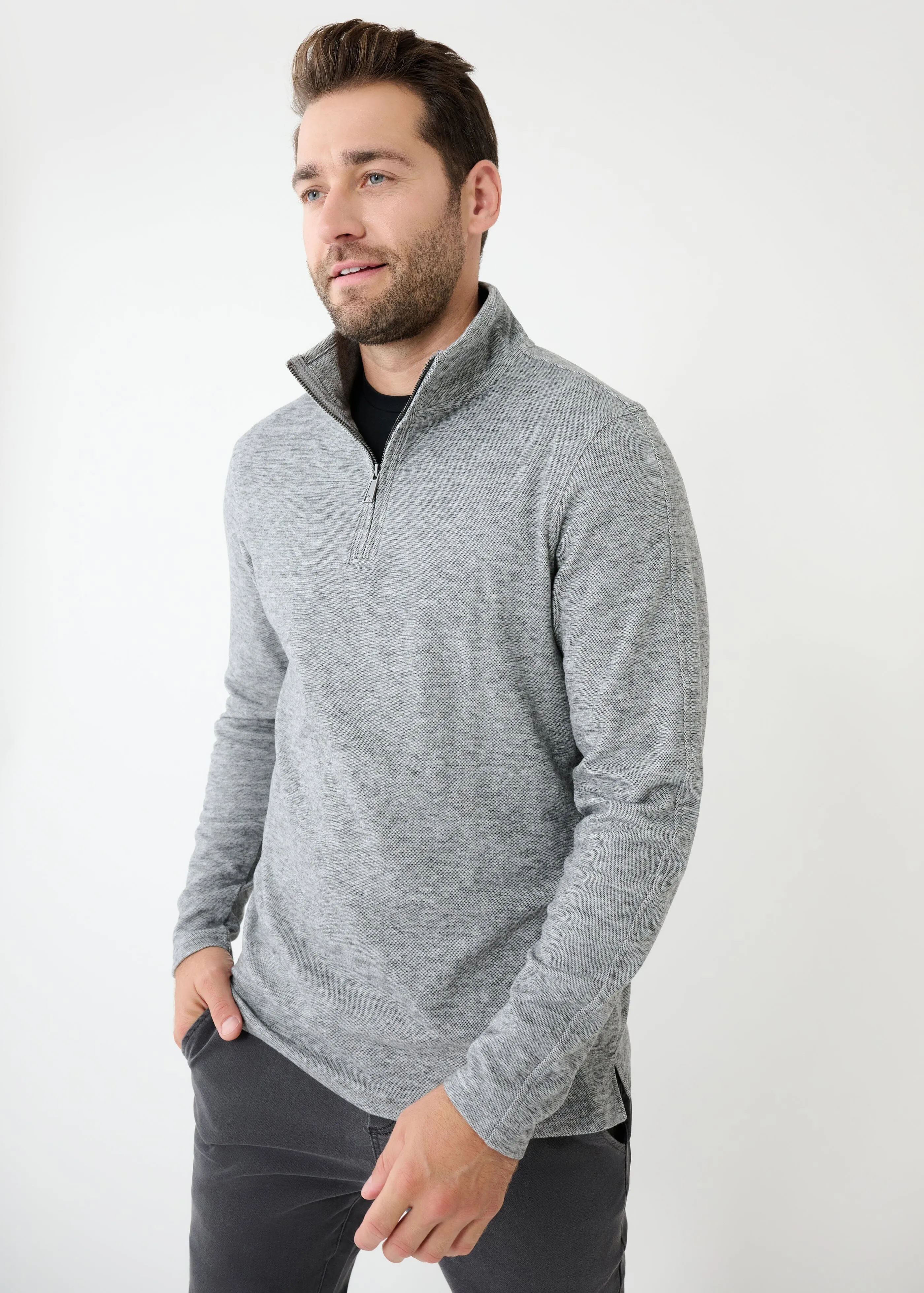 Triblend Stretch Quarter-Zip | Grey