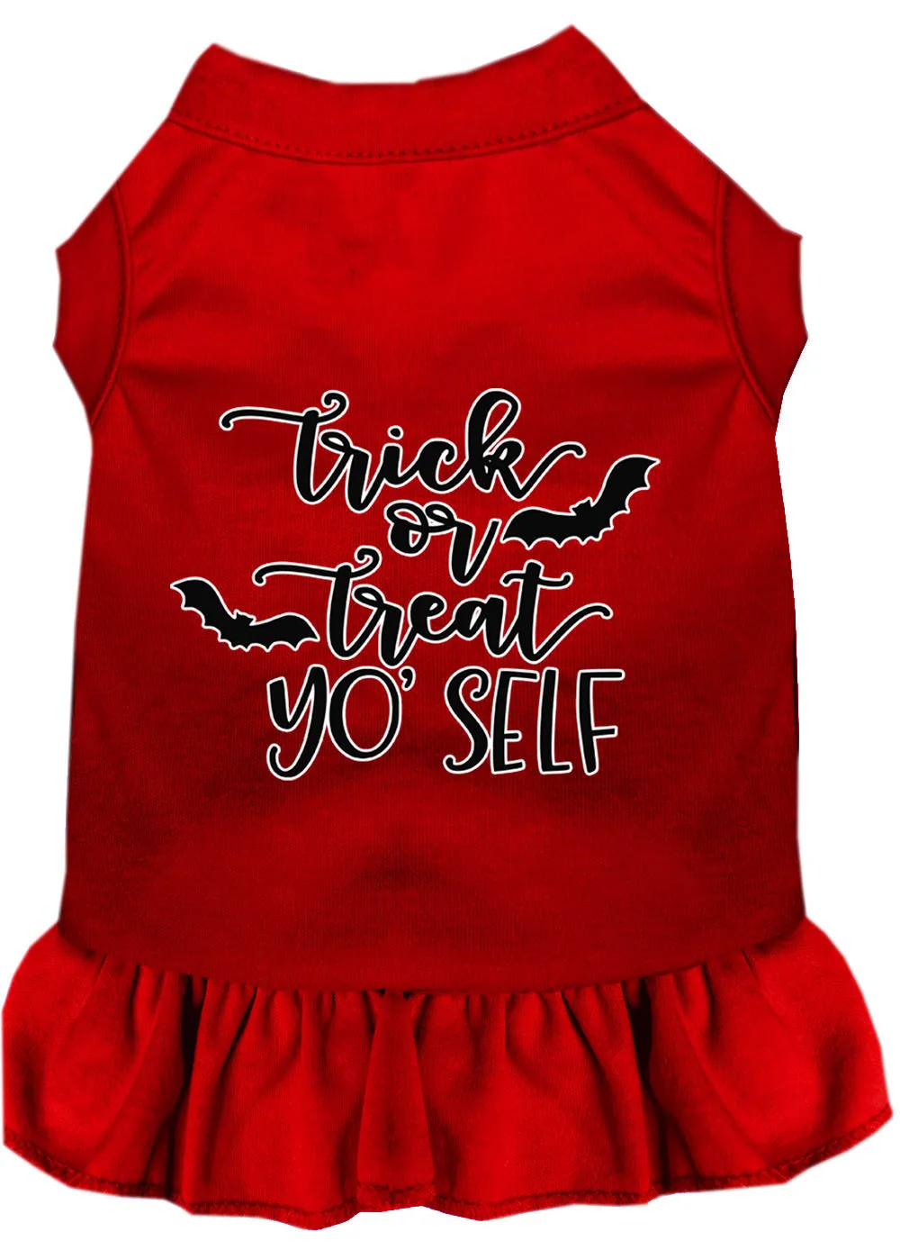 Trick Or Treat Yo' Self Screen Print Dog Dress Red 4x