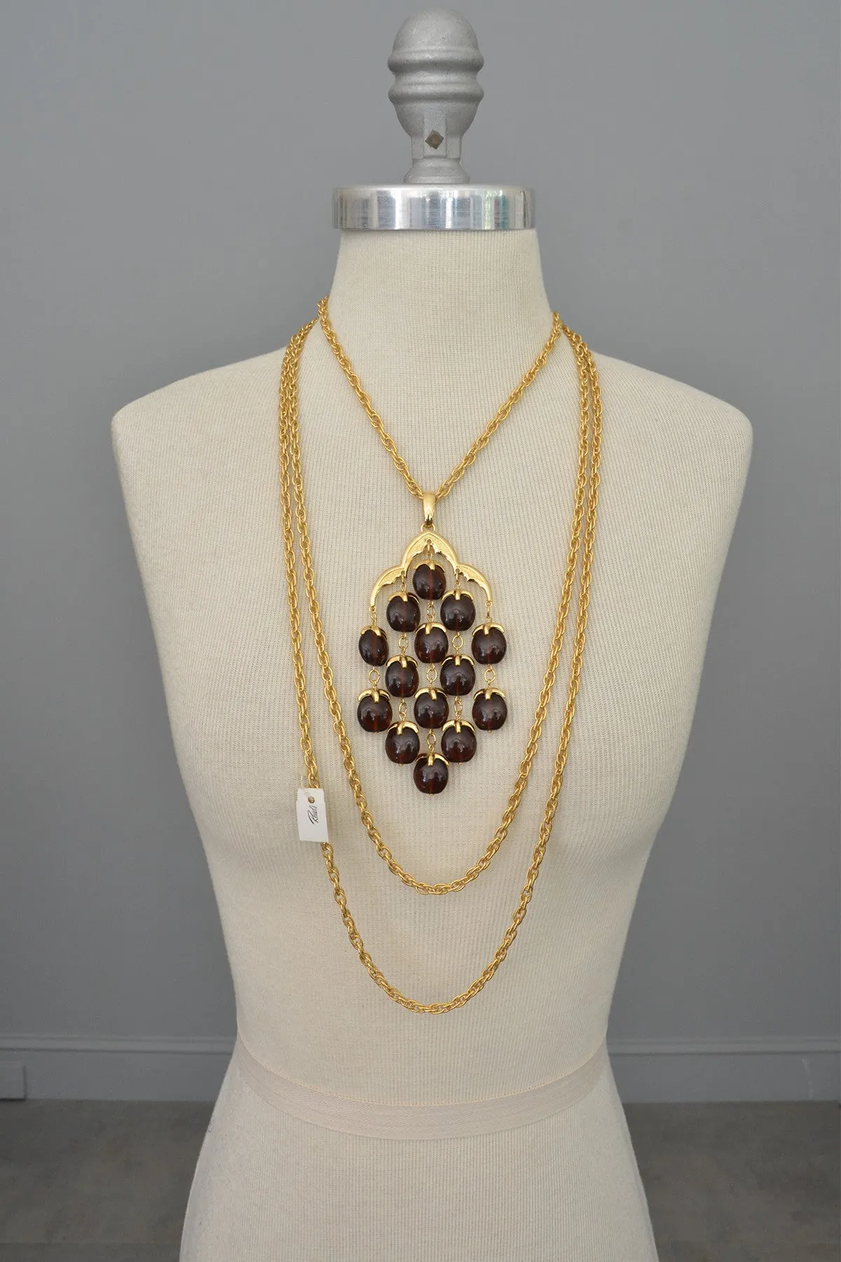 Trifari Rootbeer Waterfall Necklace