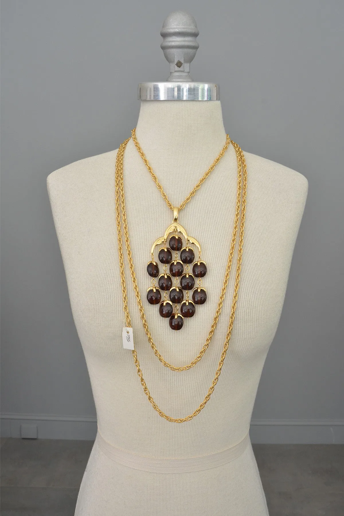 Trifari Rootbeer Waterfall Necklace