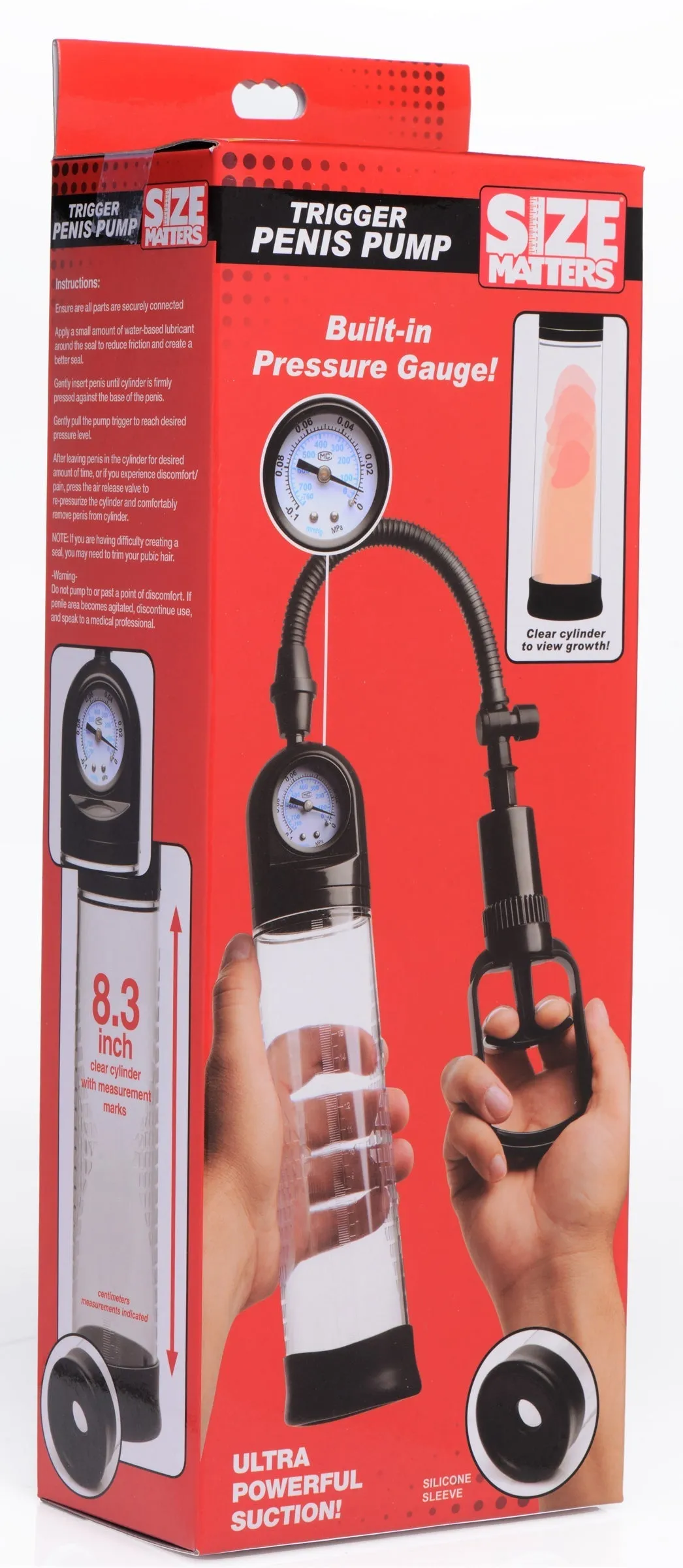 Trigger Penis Pump With Built-in Pressure Gauge