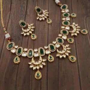 Triple Chand Ad Kundan Necklace Set