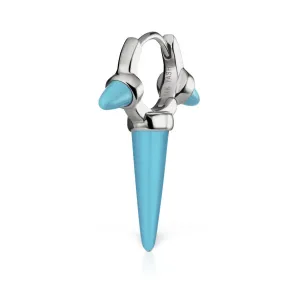 Triple Long Turquoise Spike Hoop Earring by Maria Tash in White Gold