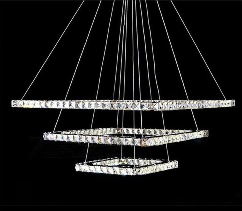 Triple Square Crystal Chandelier