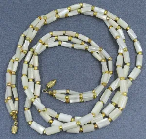 Triple Strand Mother of Pearl Beaded Necklace