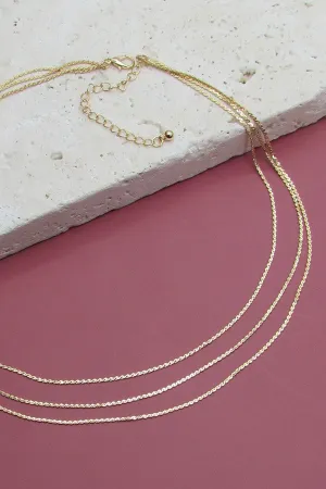 Triple Thin Flat Chain Necklace