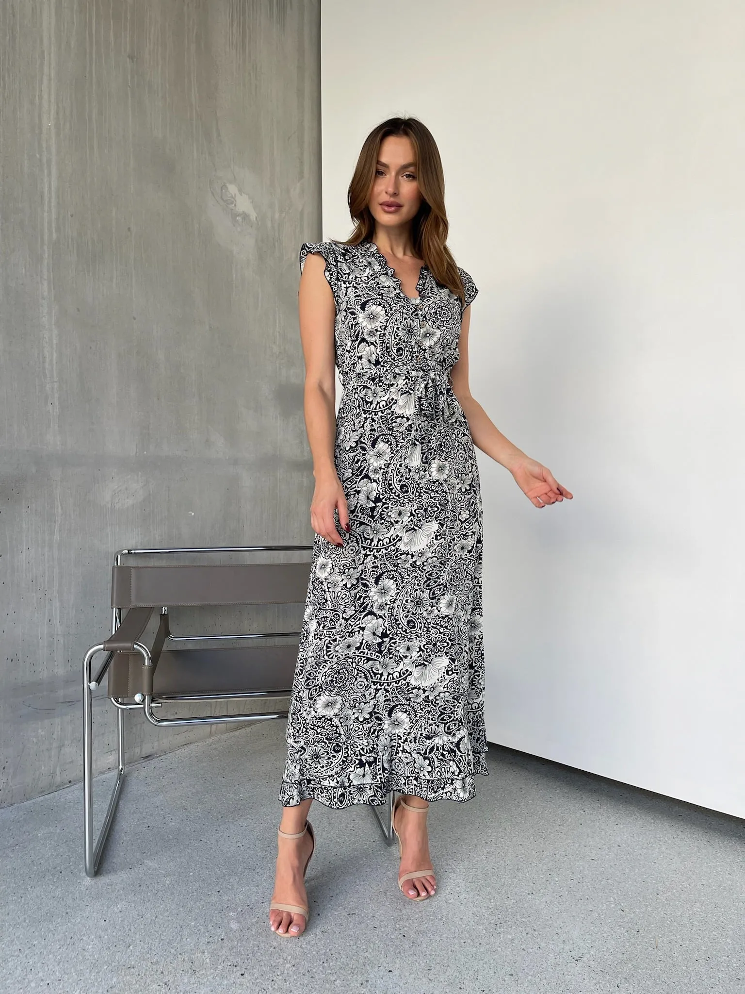 Trissa Navy/White Floral Print Dress