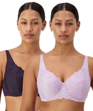 Triumph Embroidered Minimiser Bra 2 Pack - Blueberry/Stardust