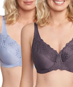 Triumph Embroidered Minimiser Bra 2 Pack - Ink Grey/Silver Shadow