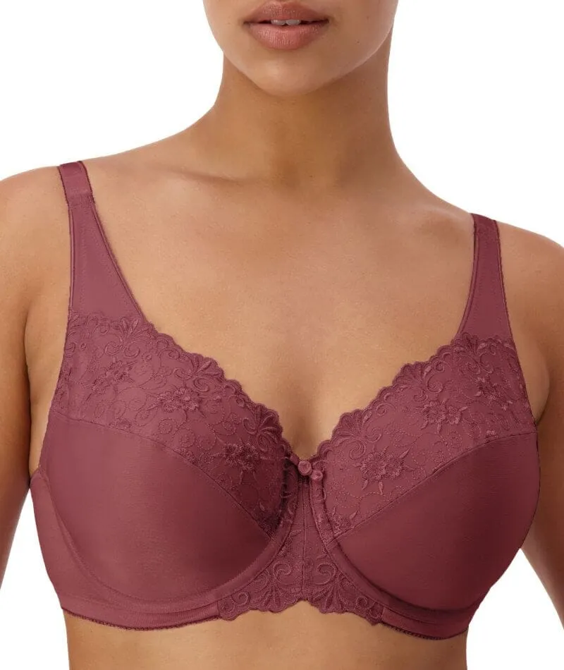 Triumph Embroidered Minimizer Bra - Smokey Russet