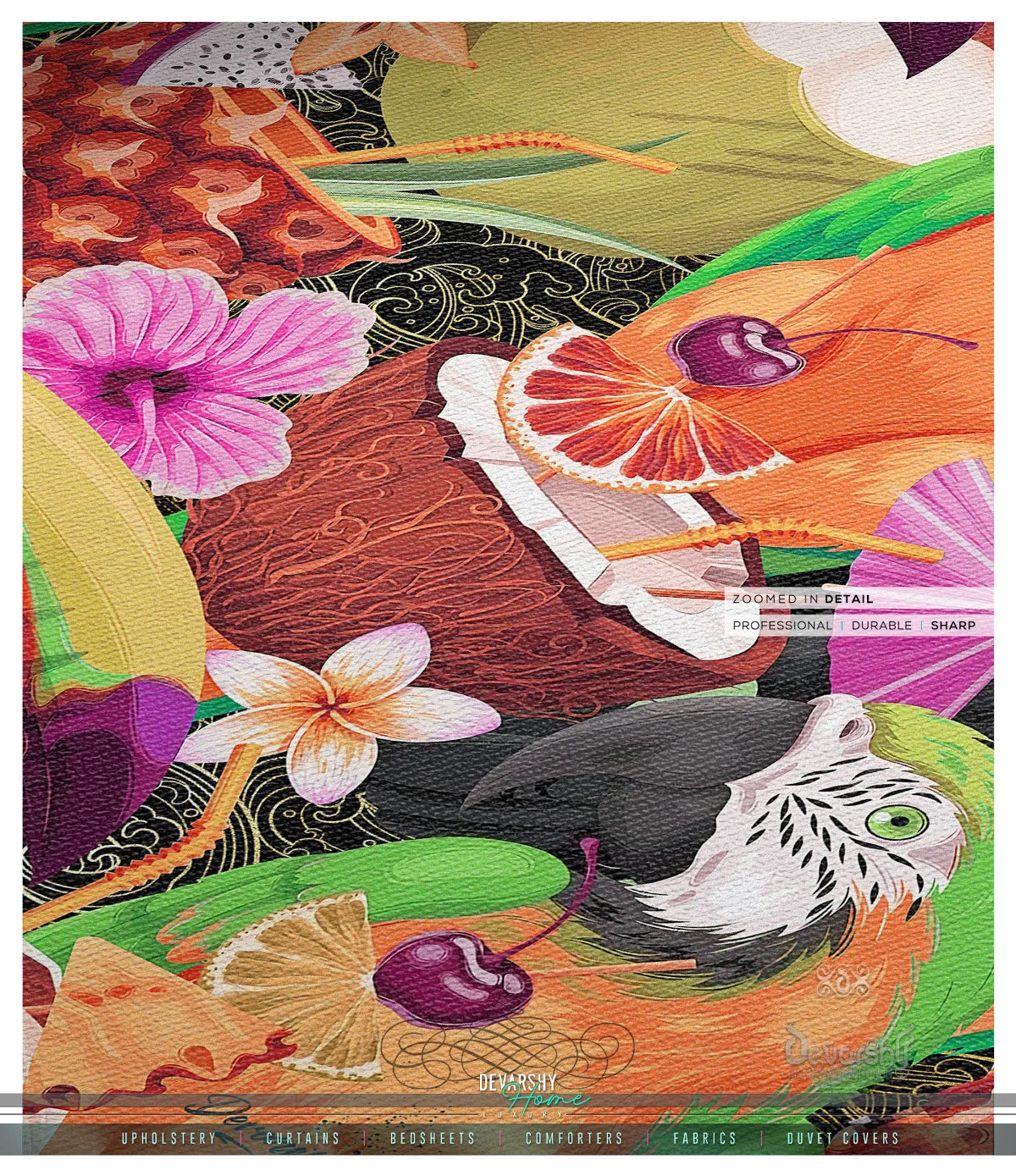 Tropical Bird Area Rug Toucan Carpet, Available in 3 sizes | D20022