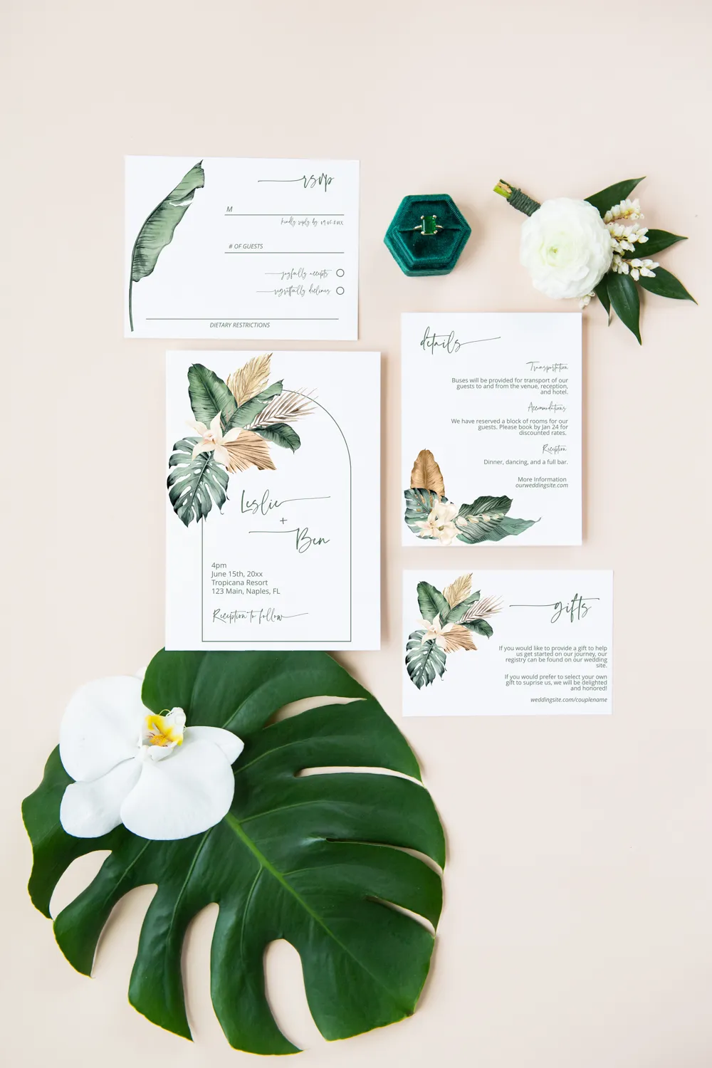 Tropical Minimalism Invitation Suite Template - Arch