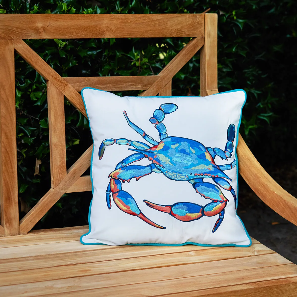 Tropical Punch Happy Crab Indoor Outdoor Pillow