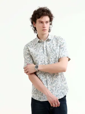 Tropical Sage Pastel Teal Printed Shirt