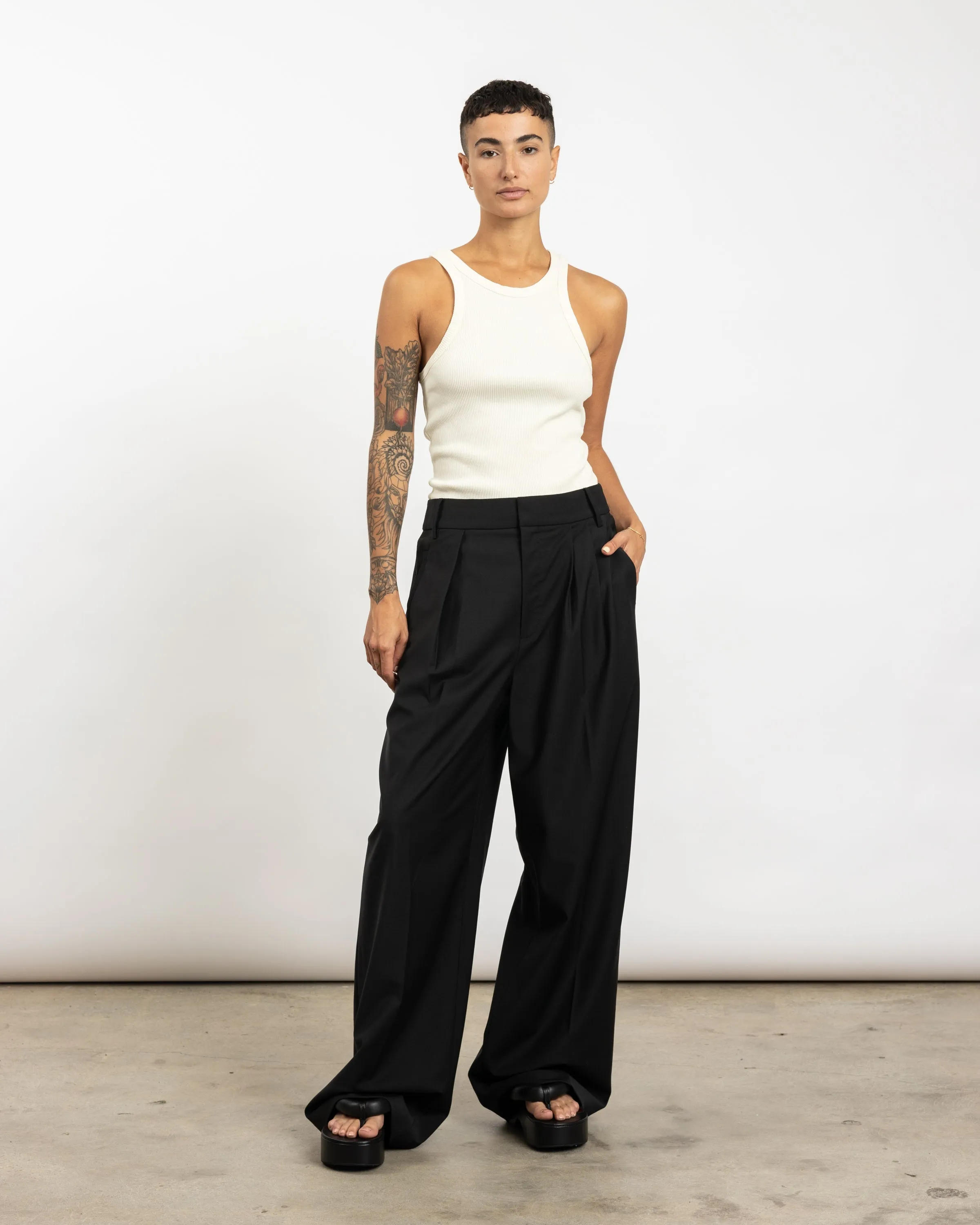 Tropical Wool Stella Pant in Black