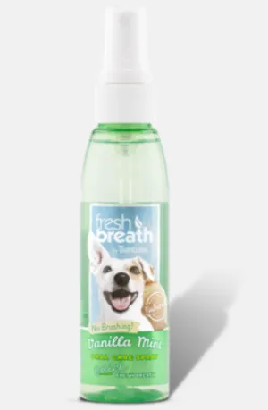 Tropiclean Fresh Breath Oral Care Spray With Vanilla Mint Flavoring For Dogs