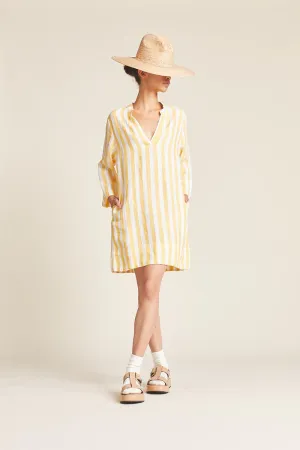 Trovata - Lucca Shift Dress in Yellow Awning Stripe