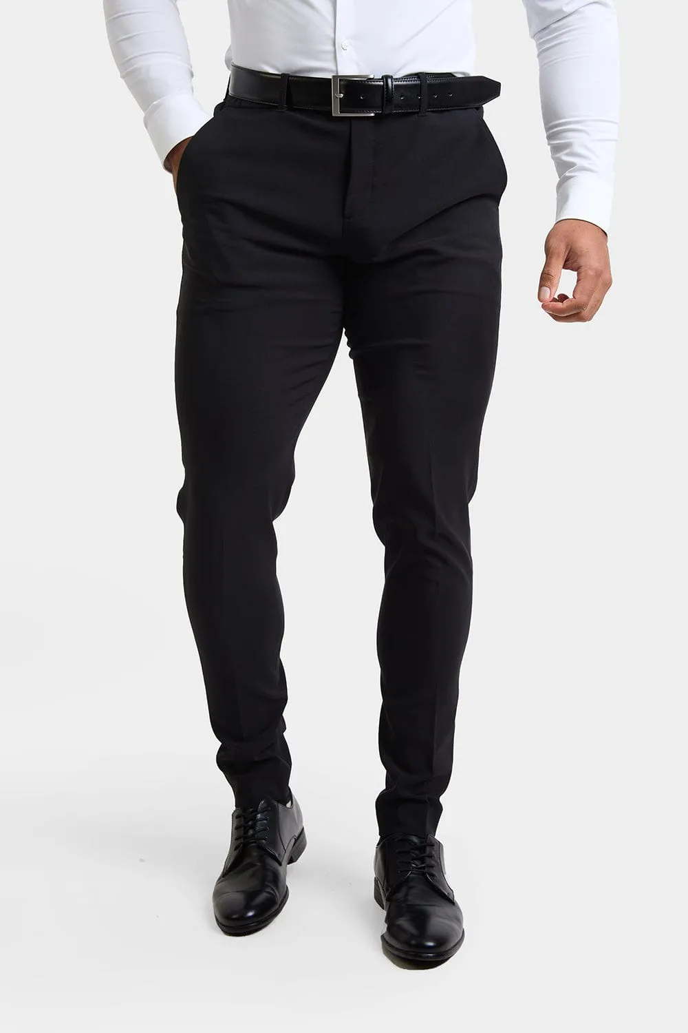 True Muscle Fit Tech Suit Trousers in Black