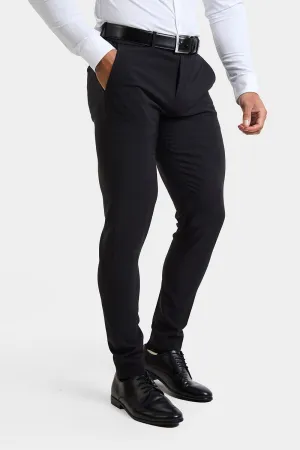 True Muscle Fit Tech Suit Trousers in Black