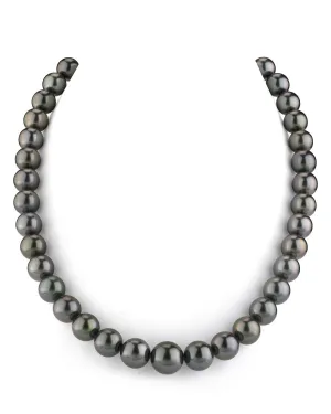 True Round Black Tahitian Pearl Necklace, 9.0-11.0mm - AAA/Gem Quality